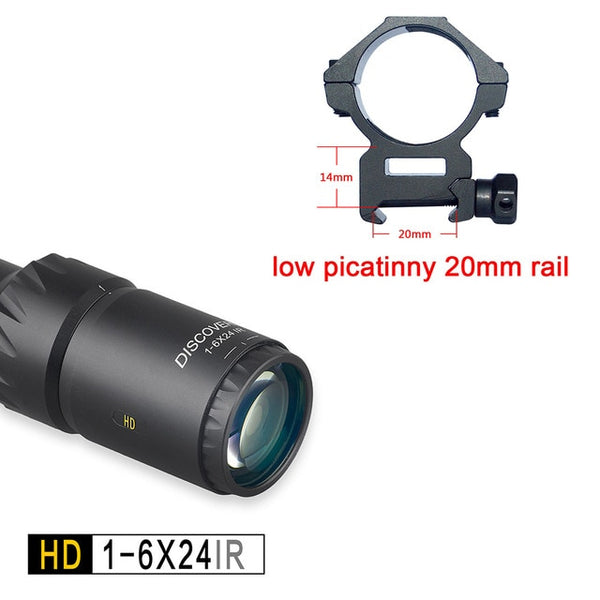 Discovery HD 1-6X24 IR Long Eye Relief Hunting Riflescope Tactical optical sight Illuminated R&G Rifle Scope fit 30-06 308 AR15