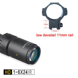 Discovery HD 1-6X24 IR Long Eye Relief Hunting Riflescope Tactical optical sight Illuminated R&G Rifle Scope fit 30-06 308 AR15